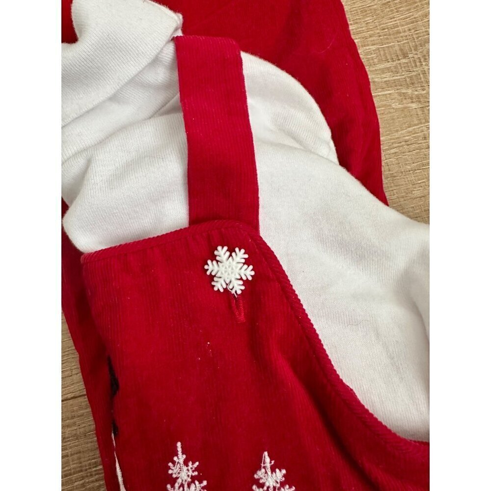Rebecca Raggs Original Christmas Snowman Corduroy Overalls & White Long Sleeve S - Picture 3 of 7